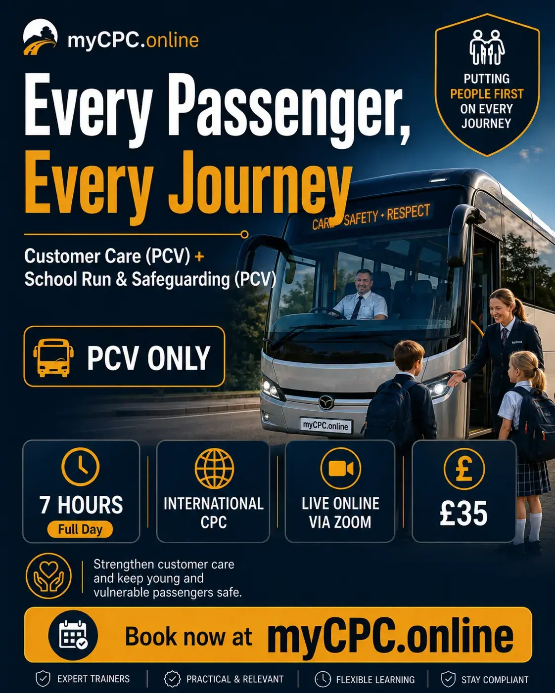 Promotional artwork for Every Passenger, Every Journey, for bus and coach drivers.